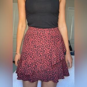 Altar’d State Red and Black Cheetah Print Skirt